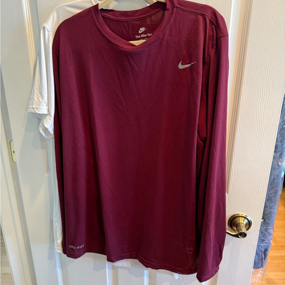 Nike Men's Burgundy Dri-FIT Long Sleeve Tee